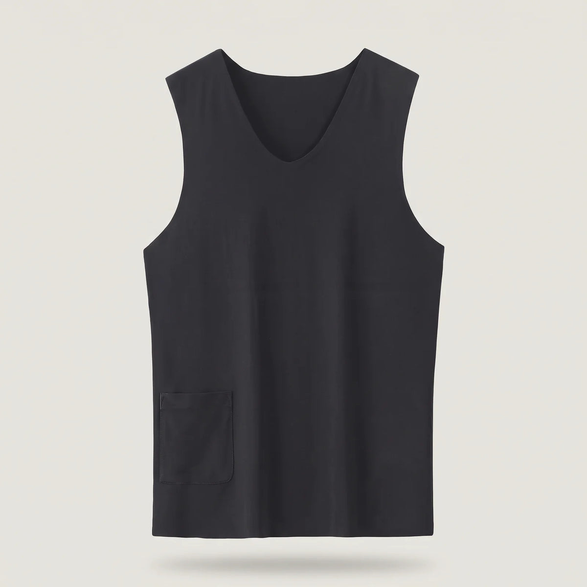 BergHeat Nest heated sleeveless undershirt in black with V-neck and small pocket