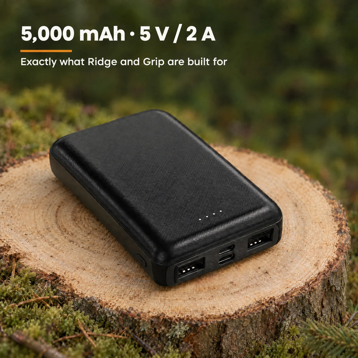 Power bank on a wood slice – 5,000 mAh, 5V / 2A